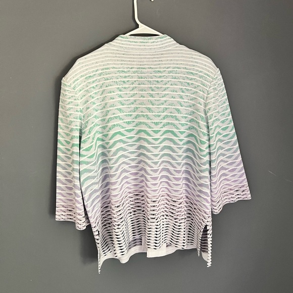 Ming Wang Women’s Size 1X Pastel Knit Open 3/4 Sleeve Cardigan Blazer Jacket - Picture 5 of 5